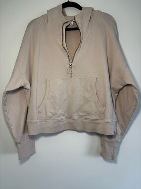 JoyLab Cropped Half-Zip Hoodie in Light Pink